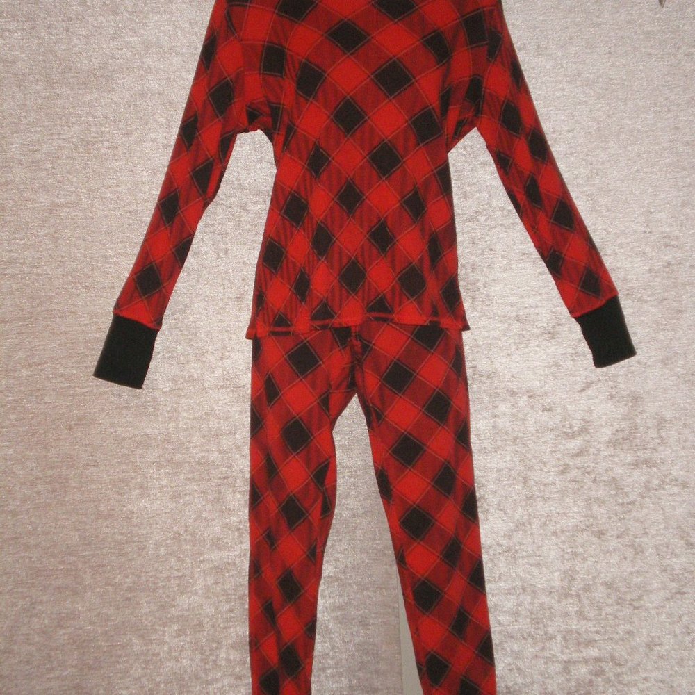Warm & Soft Victorias Secret Thermal Red and Black Plaid Pajamas sz Medium